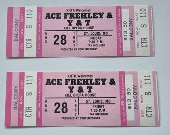 Lot of 2 Ace Frehley / Y&T UNUSED 1987 Concert Ticket Kiel Opera House ST Louis, MO, Rock n Roll, Unused Concert Ticket 1980's, Vintage Rock