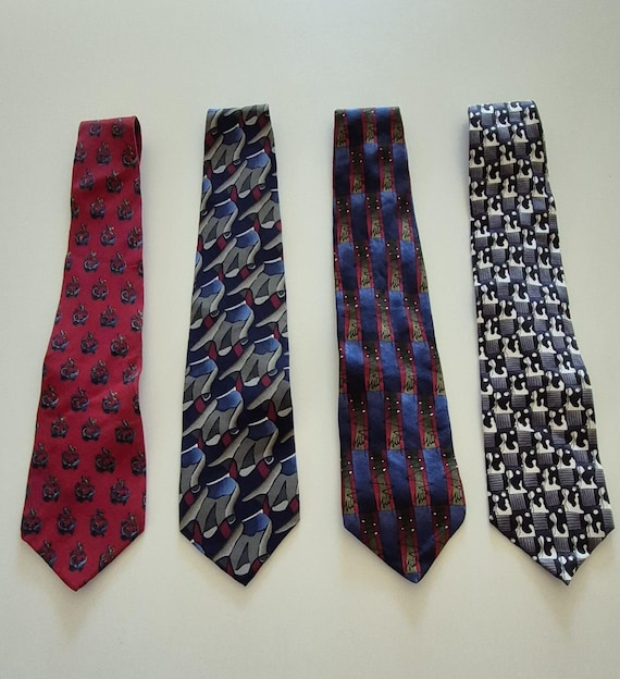 Lot of 4 Jerry Garcia Abstract/Designer Silk Neck Ties, Jerry Garcia Silk Ties, J Garcia, J. Garcia Silk Ties