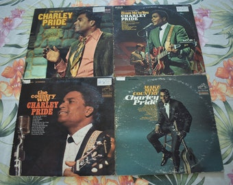 Lot of 4 Charley Pride Country Music Vintage Vinyl Records, The Best of, Etc. Vintage Vinyl Record LP Album, Near Mint,Charley Pride Country