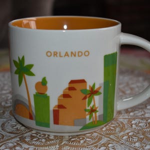 Starbucks Orlando Florida You are Here Coffee Tea Mug 14 oz, Starbucks Retro Coffee Mug, Starbucks Label, Starbucks Coffee,Starbucks,Mermaid