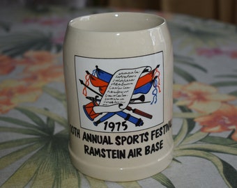 Vintage 1975 BEER Stein US Air Force Ramstein Air Base 10th Sports Festival, Germany Stein Mug