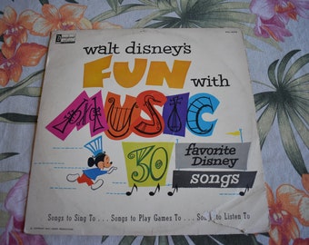 Walt Disney's Fun With Music 30 Favorite Vinyl Record LP DQ-1209 Vintage 1961, Vintage Record, Childrens Record, Kids Record, Walt Disney