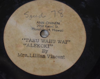 Vintage Mrs. Lillian Vincent* – Basic Hula / Tahu Wahu Wai / Alekoki, RARE Vintage Record, Vintage Hawaii, Hawaiian
