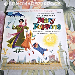 Walt Disney's Mary Poppins Movie Soundtrack Vinyl Record LP ST 3922 Vintage 1964, Vintage Record, Childrens Record, Kids Record, Near Mint