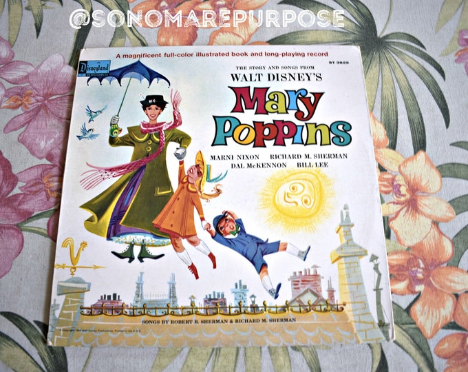 Walt Disney's Mary Poppins Movie Soundtrack Vinyl Record LP ST 3922 Vintage 1964, Vintage Record, Childrens Record, Kids Record, Near Mint
