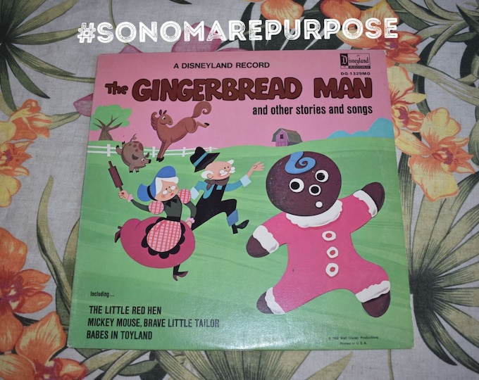 Walt Disney Presents The Gingerbread Man And Other Stories And Songs  Vinyl Record DQ-1329MO Vintage 1969, Vintage Record, Children's Record