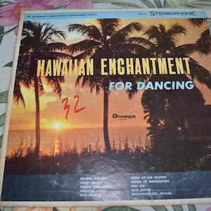Vintage  George Poole Orchestra – Hawaiian Enchantment For Dancing , RARE Vintage Record, Vintage Hawaii, Hawaii, Pineapple,Tiki Style Album