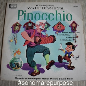 Walt Disney&#39;s Pinocchio All the Songs Movie Vinyl Record LP DQ-1202 Vintage 1963, Vintage Record, Childrens Record, Kids Record, Walt Disney