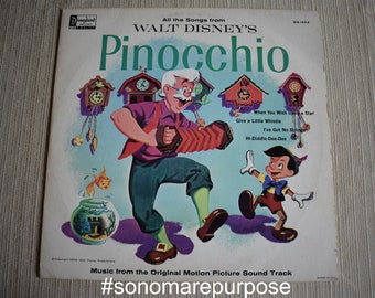 Walt Disney's Pinocchio All the Songs Movie Vinyl Record LP DQ-1202 Vintage 1963, Vintage Record, Childrens Record, Kids Record, Walt Disney