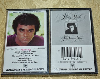 Vintage lot of 2 Johnny Mathis Music Cassette Tapes, The first 25 Years, The Silver Anniversary Album, The Best day of my Life