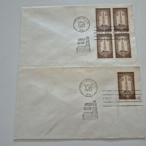 Lot of 2 Vintage 1959 Petroleum Industry Stamp First Day Covers, Vintage Stamps, United States Stamps, Stamps