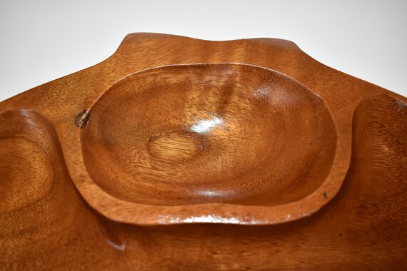Vintage Monkey Pod Wood Clam Shell Bowl Serving Dish Made In Etsy France