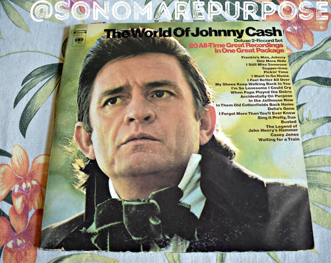 Johnny Cash 1970 The World of Johnny Cash 2 Record Set, 20 All time Great Recordings, Vinyl Vintage Rare Album Record,Country Record,Country