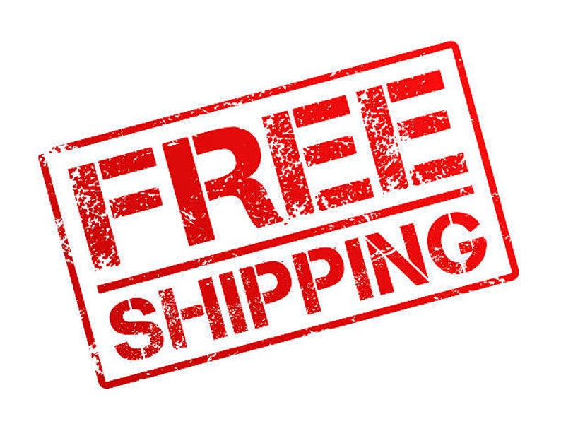 May include: Red rubber stamp with the text "FREE SHIPPING" in white letters.