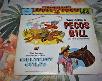 Vintage Walt Disney's Disney's Pecos Bill / The Littlest Outlaw Vinyl Record LP DDF-4, Vintage Record, Childrens Record, Kids Record