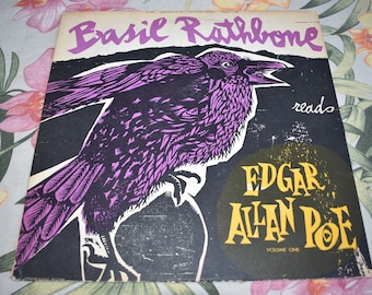 Vintage Basil Rathbone Reads Edgar Allan Poe – Basil Rathbone Reads Edgar Allan Poe TC-1028, Halloween Record, Children's Record,Kids Record
