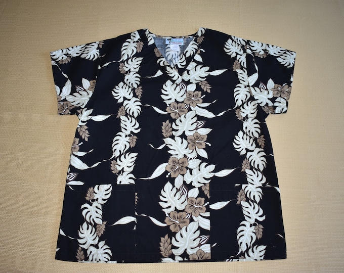 Womens XS Vintage Uniforms of Hawaii Lightweight Floral Hawaiian Shirt w/Pockets, XS Shirt,Tiki Party,Tiki Time, Island Wear, Tropical Shirt