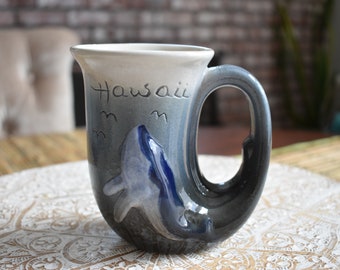 Vintage K&S Hawaiian Creations Stoneware Hawaii / Whale Coffee Mug, Tiki Mug, Tiki Culture, Tiki Time, Tiki Party, Hawaii Mug, Hawaiian Mug