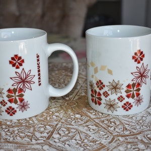Lot of 2 Starbucks Coffee Tea Holiday Cup Mug Red 12 oz., Retired Starbucks Coffee Mug, Starbucks Label, Starbucks Mermaid