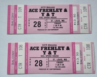 Lot of 2 Ace Frehley / Y&T UNUSED 1987 Concert Ticket Kiel Opera House ST Louis, MO, Rock n Roll, Unused Concert Ticket 1980's, Vintage Rock