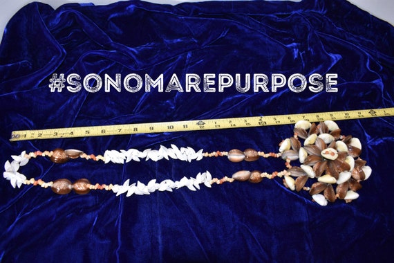 Vintage Polynesian White Brown Sea Shell Necklace