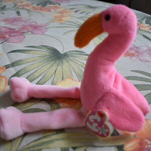 TY Beanie Baby Pinky the Flamingo, 1995, RETIRED, RARE, Tag Errors