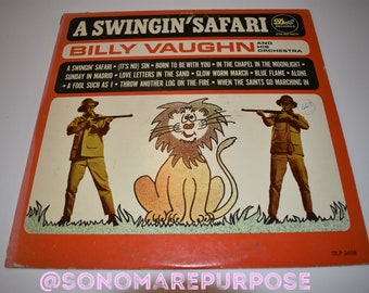 Billy Vaughn And His Orchestra A Swingin' Safari 1962 LP Vintage Rare Album Record, DOT Records, Billy Vaughn and his Orchestra, Mid Century