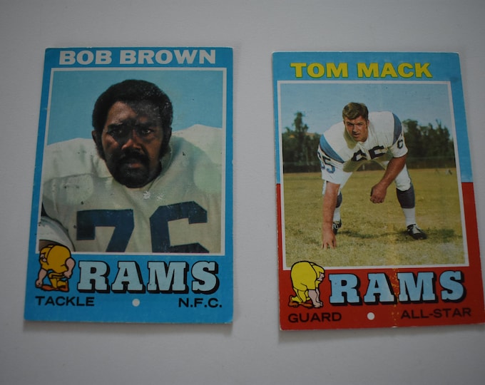 Vintage 1970's Lot of 2 Misc Topps Los Angeles Rams Football Trading Cards, See pictures for Players, National Football League, Football
