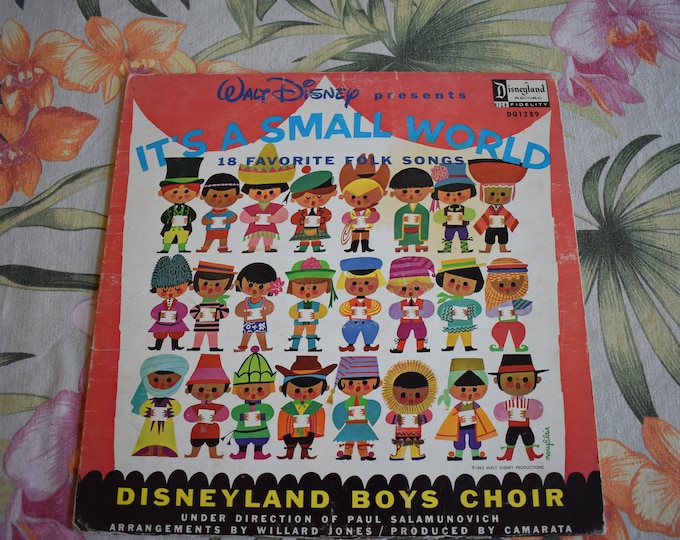 Walt Disney Disneyland Boys Choir It's A Small World Vintage 1965 Vinyl Record LP DQ1289, Record,Childrens Record, Kid Record, a small World