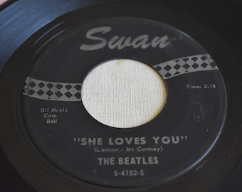 Vintage 1964, THE BEATLES - She Loves You / I'll Get You - Vinyl 45rpm Swan S-4152-S RARE Rock and Roll, The Beatles 1960's Single 45 rpm