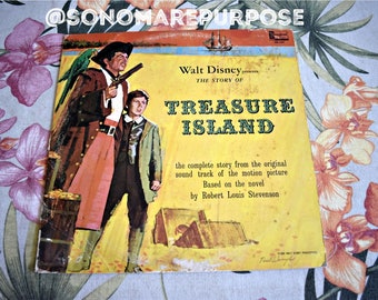 Walt Disney Presents The Story of Treasure Island Vinyl Record Vintage Record DQ-1251, Children's Record,Kids Record,Disneyland