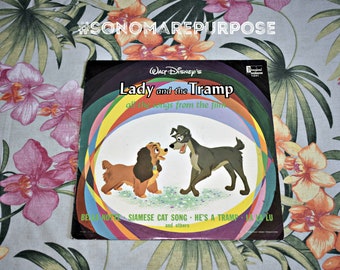 Walt Disney's Lady And The Tramp The Story And Songs Vinyl Record LP 1231 Vintage 1964, Vintage Record, Childrens Record, Kids Record, Tramp