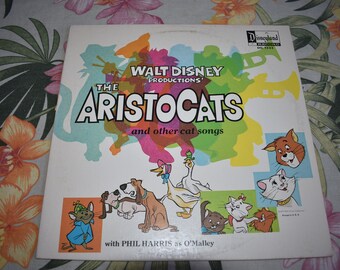 Vintage Walt Disney's The Aristocats And Other Cat Songs Vinyl Record LP DQ-1333 Vintage 1970, Childrens Record, Kids Record, Walt Disney