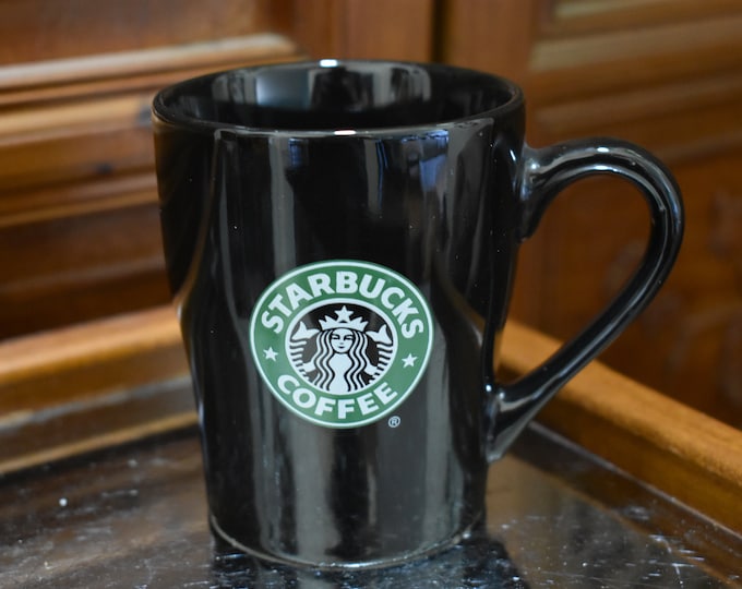 Starbucks Coffee Mug Mermaid Logo 8oz Black 2008 Coffee Tea Mug Cup, Starbucks, Retired, Starbucks Retro Coffee Mug, Starbucks Label, Coffee