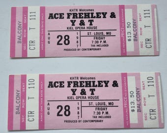 Lot of 2 Ace Frehley / Y&T UNUSED 1987 Concert Ticket Kiel Opera House ST Louis, MO, Rock n Roll, Unused Concert Ticket 1980's, Vintage Rock