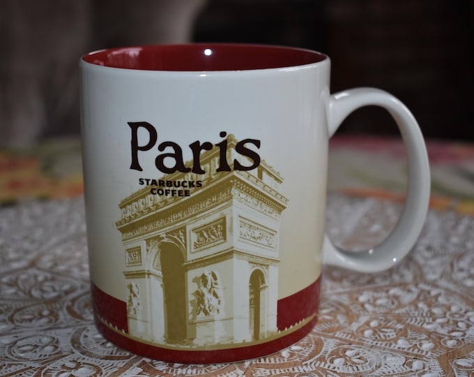 Starbucks Paris Arc de Triomphe V2 Global Icon Location Coffee Tea Mug 16oz, Starbucks Retro Coffee Mug, Starbucks Label, Starbucks Coffee