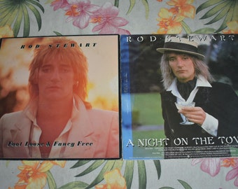 Lot of 2 Vintage Rod Stewart Vinyl Records, A Night On The Town and Foot Loose & Fancy Free, Rock and Roll,Rock, Pop Music, Rod Stewart