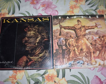 Lot of 2 Vintage Kansas LP Album Vintage Records Masque and Self Titled, Rock and Roll Record, Kansas Rock n Roll Music, Prog Rock 1970's