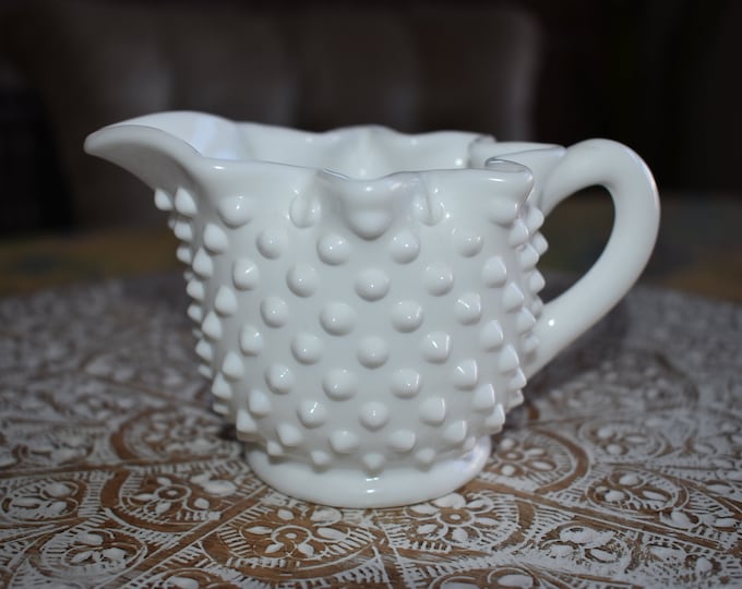 Vintage Milk Glass Hobnail White Star Shaped Creamer by Unknown Mfg, Unbranded Milk Glass Hobnail Creamer for Tea or Coffee, Creamer