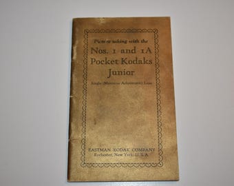 Vintage 1920's Nos. I And IA Pocket Kodaks Junior Camera Instruction Manual / Booklet