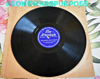Antique Dan Kalauawa Stewart Luau Hula/Hawaiian War Chant 10" 78 RPM Pan American 1920's, RARE Vintage Record, Vintage Hawaii, Hawaiian