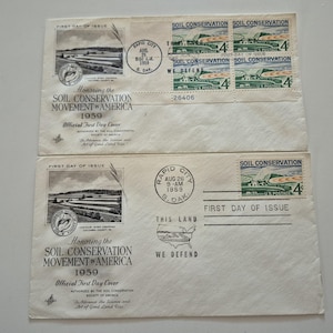 Lot of 2 Vintage 1959 Honoring the Soil Conservation Movement in America Stamp First Day Covers, Vintage Stamps, United States Stamps,Stamp