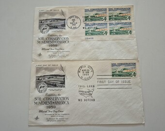 Lot of 2 Vintage 1959 Honoring the Soil Conservation Movement in America Stamp First Day Covers, Vintage Stamps, United States Stamps,Stamp
