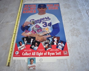 Vintage 1992 Mothers Cookies Nolan Ryan Baseball Trading Card Pack and Promotional Card Poster from Cookie Display, Nolan Rayn Texas Rangers