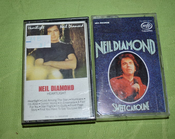 Vintage lot of 2 Neil Diamond Country Music Cassette Tapes,