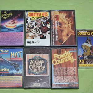 Vintage lot of 7 Misc Country Music Cassette Tapes, Marlboro Country Music, Hot Country Requests, Greatest Hits, Legendary Country Stars
