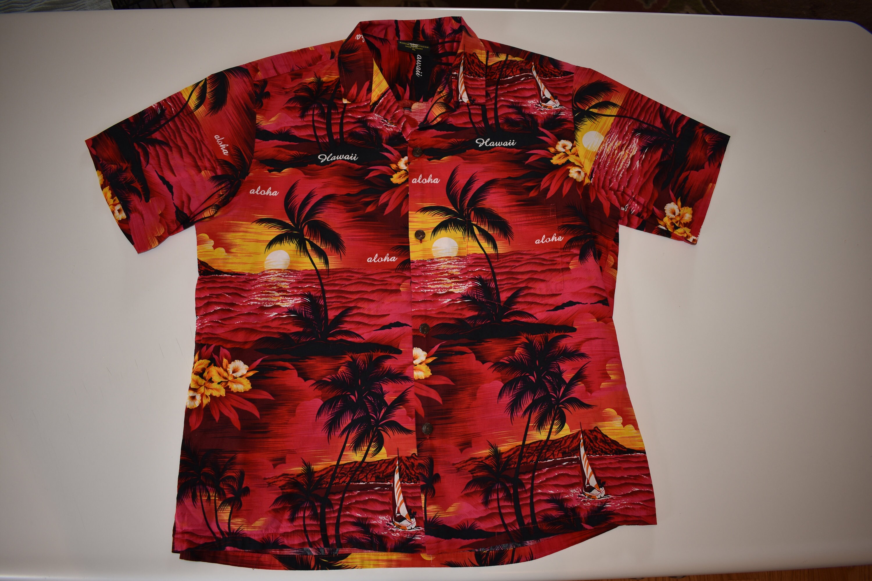 Royal Creations Red Orange Aloha Hawaii Short Sleeve Shirt | Etsy