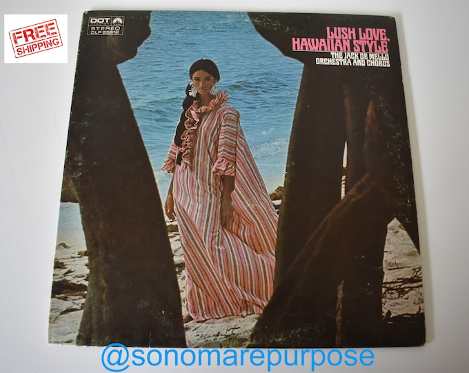 Vintage Original Hawaiian Vinyl PROMO Record Album, Jack De Mello Lush Love Hawaiian Style, RARE Vintage Record, Vintage Hawaii, Hawaiian