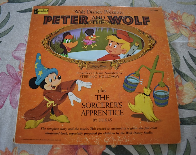 Vintage 1969 Disney Peter And The Wolf The Sorcerer's Apprentice Fantasia / LP / ST 3926, Magic Mirror Record Album, Disney Records, Disney