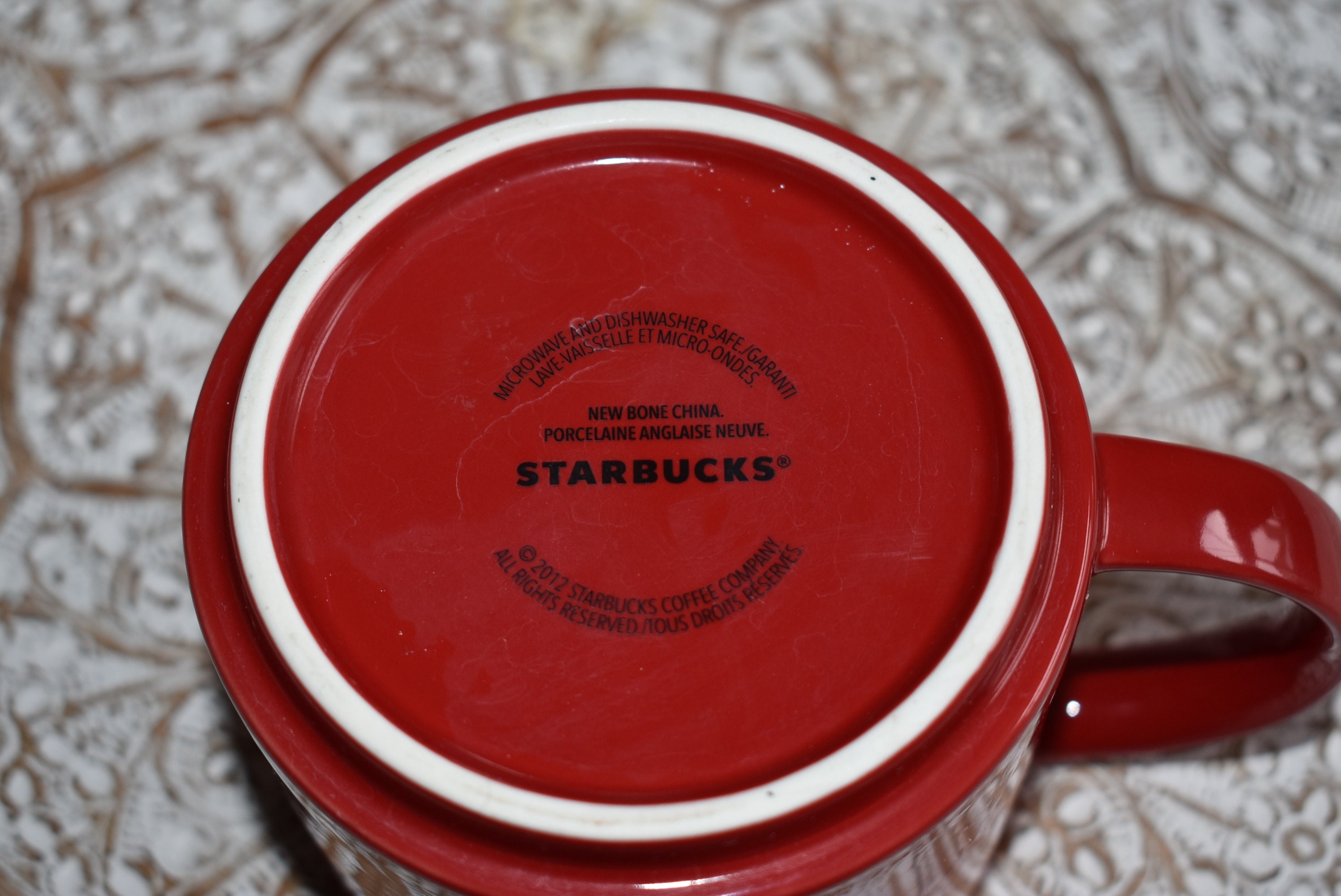 Starbucks Ceramic 14 oz Coffee Cup Travel Mug W/O Lid Red Polka Dots
